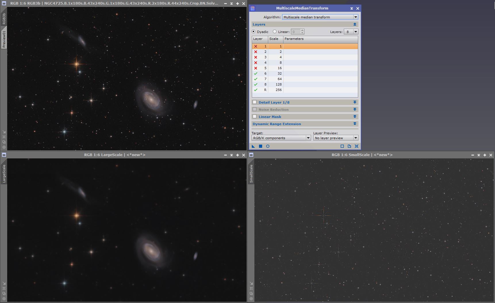 Isolating larger scale features in the main DSOs