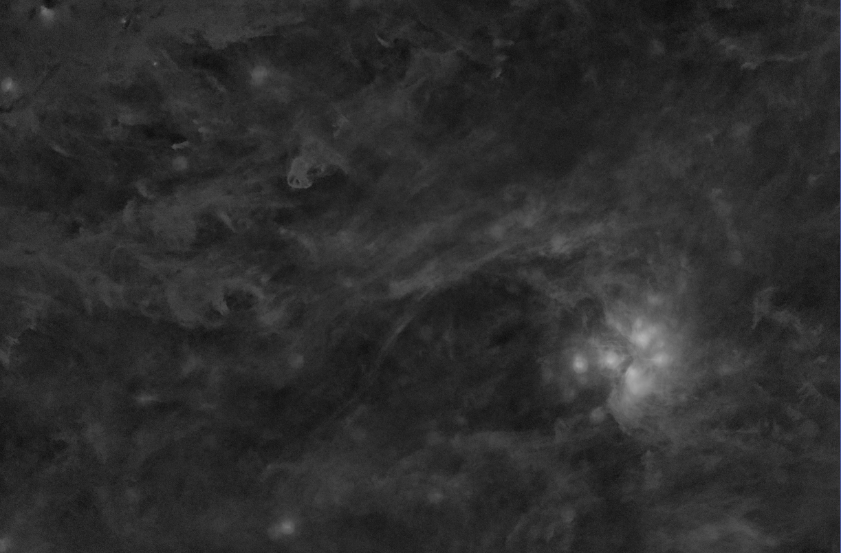 Enhance Contrast of Nebulosity using Local Histogram Equalization (Radius 128)